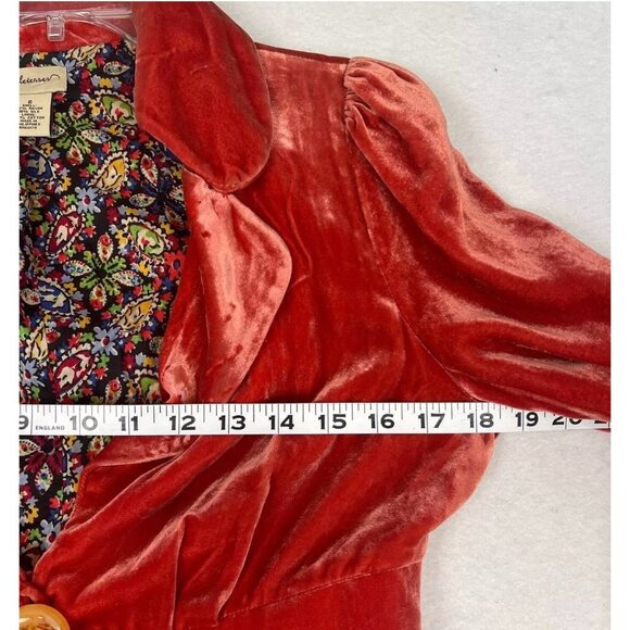 Anthropologie Elevenses Women's Velvet Burnout Dip Dye Jacket Blazer Size 6 - Picture 5 of 16